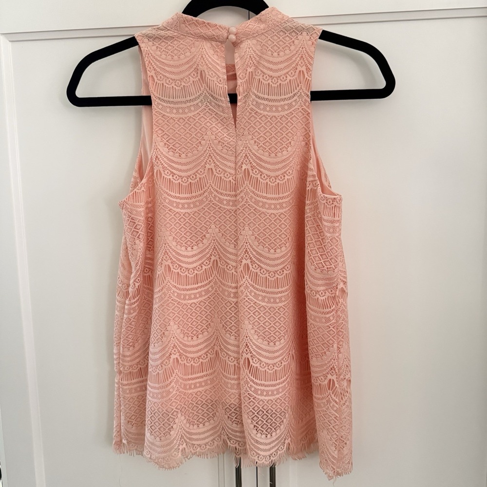 Love J Coral Crochet Halter Tank Top Lined Size Small Feminine Coquette Romantic - Picture 5 of 8
